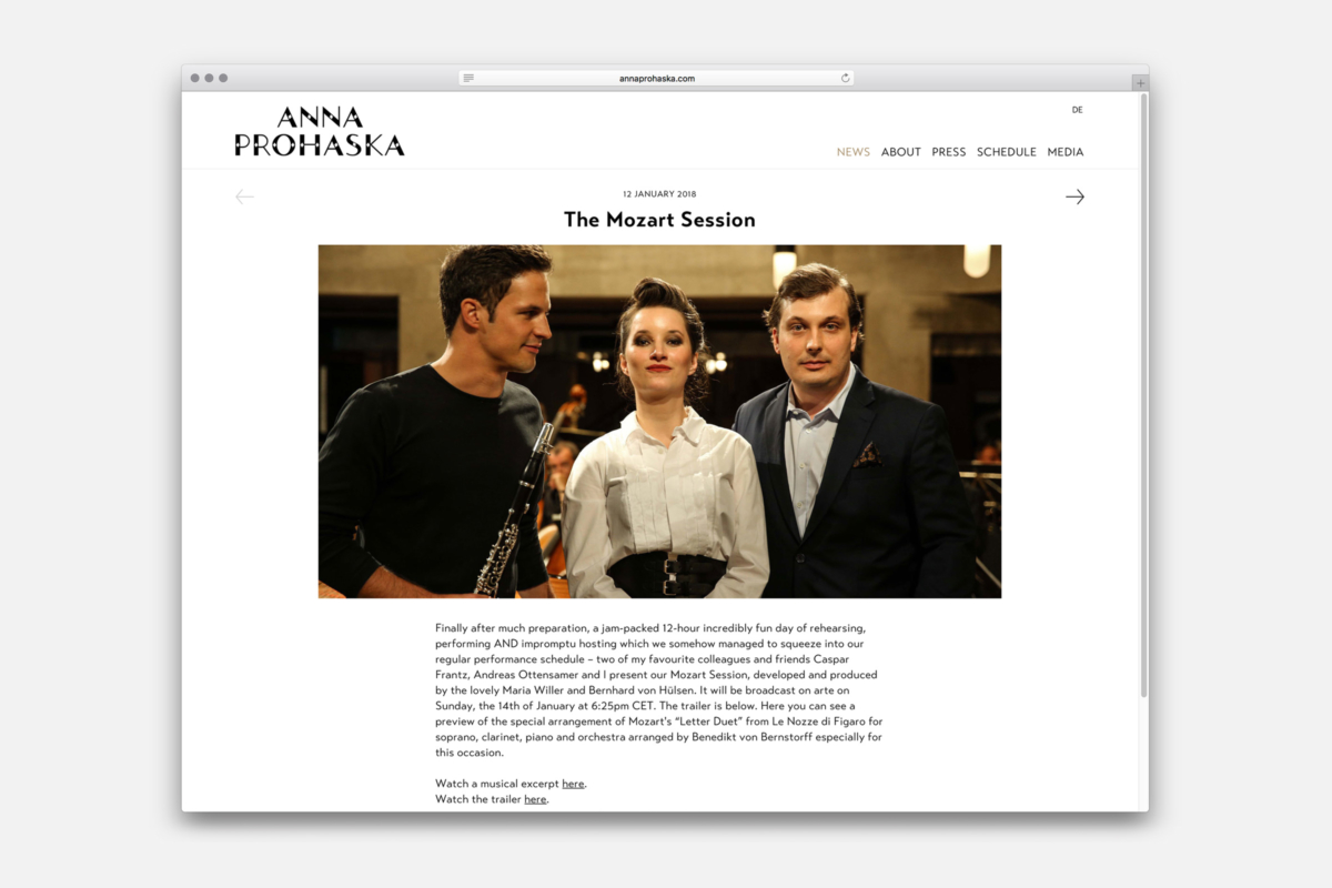 Anna Prohaska, website design