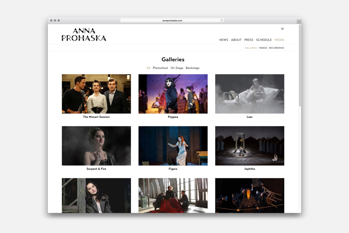 Anna Prohaska, website design